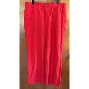 Banana Republic Red High Rise Linen Wide Leg Pants Pull On Culottes Slouchy Boho